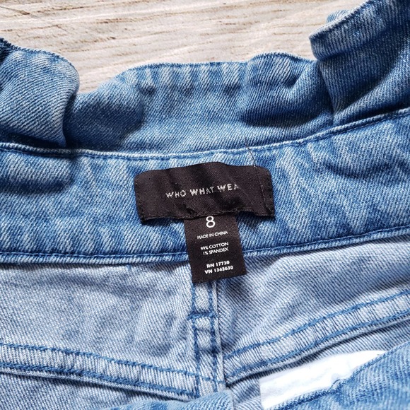 WHO WHAT WEAR Blue Paper Bag hi-rise Jeans 8 - Picture 3 of 7